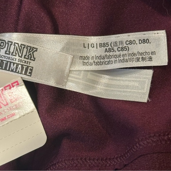VICTORIAS SECRET ULTIMATE GYM TO SWIM SPORTS BRA BIKINI TOP Maroon Large NEW - Picture 5 of 9